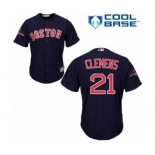 Youth Majestic Boston Red Sox #21 Roger Clemens Authentic Navy Blue Alternate Road Cool Base 2018 World Series Champions MLB Jersey