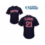 Youth Majestic Boston Red Sox #21 Roger Clemens Authentic Navy Blue Alternate Road Cool Base MLB Jersey