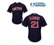 Youth Majestic Boston Red Sox #21 Roger Clemens Authentic Navy Blue Alternate Road Cool Base MLB Jersey