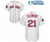 Youth Majestic Boston Red Sox #21 Roger Clemens Authentic White Home Cool Base 2018 World Series Champions MLB Jersey