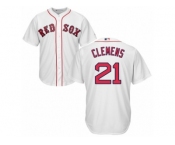 Youth Majestic Boston Red Sox #21 Roger Clemens Authentic White Home Cool Base MLB Jersey