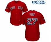 Youth Majestic Boston Red Sox #27 Carlton Fisk Authentic Red Alternate Home Cool Base 2018 World Series Champions MLB Jersey