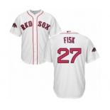 Youth Majestic Boston Red Sox #27 Carlton Fisk Authentic White Home Cool Base 2018 World Series Champions MLB Jersey