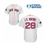 Youth Majestic Boston Red Sox #28 J. D. Martinez Authentic White Home Cool Base 2018 World Series Champions MLB Jersey