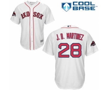 Youth Majestic Boston Red Sox #28 J. D. Martinez Authentic White Home Cool Base 2018 World Series Champions MLB Jersey