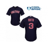 Youth Majestic Boston Red Sox #3 Babe Ruth Authentic Navy Blue Alternate Road Cool Base MLB Jersey