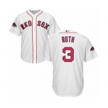 Youth Majestic Boston Red Sox #3 Babe Ruth Authentic White Home Cool Base 2018 World Series Champions MLB Jersey