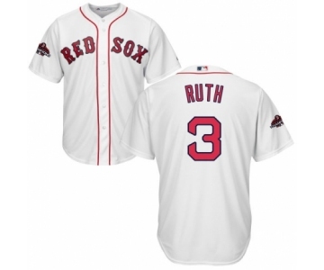 Youth Majestic Boston Red Sox #3 Babe Ruth Authentic White Home Cool Base 2018 World Series Champions MLB Jersey