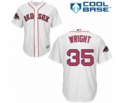 Youth Majestic Boston Red Sox #35 Steven Wright Authentic White Home Cool Base 2018 World Series Champions MLB Jersey