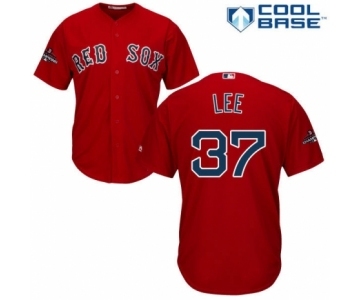 Youth Majestic Boston Red Sox #37 Bill Lee Authentic Red Alternate Home Cool Base 2018 World Series Champions MLB Jersey