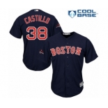 Youth Majestic Boston Red Sox #38 Rusney Castillo Authentic Navy Blue Alternate Road Cool Base 2018 World Series Champions MLB Jersey