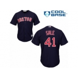 Youth Majestic Boston Red Sox #41 Chris Sale Authentic Navy Blue Alternate Road Cool Base MLB Jersey