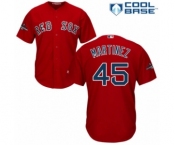 Youth Majestic Boston Red Sox #45 Pedro Martinez Authentic Red Alternate Home Cool Base 2018 World Series Champions MLB Jersey