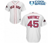 Youth Majestic Boston Red Sox #45 Pedro Martinez Authentic White Home Cool Base 2018 World Series Champions MLB Jersey