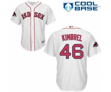 Youth Majestic Boston Red Sox #46 Craig Kimbrel Authentic White Home Cool Base 2018 World Series Champions MLB Jersey
