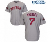 Youth Majestic Boston Red Sox #7 Christian Vazquez Authentic Grey Road Cool Base 2018 World Series Champions MLB Jersey