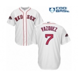 Youth Majestic Boston Red Sox #7 Christian Vazquez Authentic White Home Cool Base 2018 World Series Champions MLB Jersey