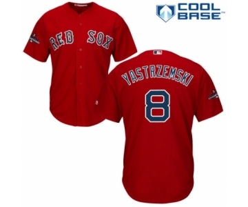 Youth Majestic Boston Red Sox #8 Carl Yastrzemski Authentic Red Alternate Home Cool Base 2018 World Series Champions MLB Jersey