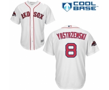 Youth Majestic Boston Red Sox #8 Carl Yastrzemski Authentic White Home Cool Base 2018 World Series Champions MLB Jersey