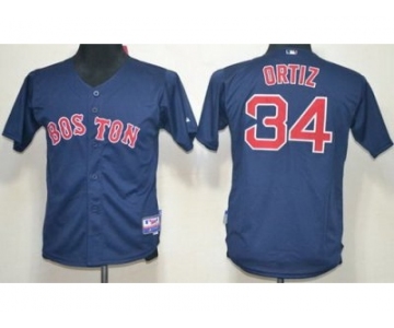 youth mlb boston red sox #34 david ortiz blue