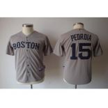 youth mlb jerseys boston red sox #15 pedroia grey