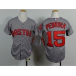 youth mlb jerseys boston red sox #15 pedroia grey[number red]