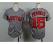 youth mlb jerseys boston red sox #15 pedroia grey[number red]