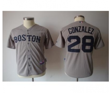 youth mlb jerseys boston red sox #28 gonzalez grey