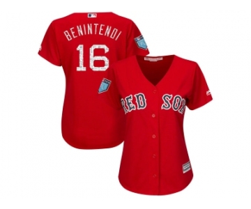 Women Boston Red Sox #16 Andrew Benintendi Majestic Scarlet 2018 Spring Training Cool Base Player Jersey