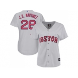 Women Boston Red Sox #28 J. D. Martinez Grey Road Stitched Baseball Jersey