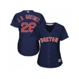 Women Boston Red Sox #28 J. D. Martinez Navy Blue Alternate Stitched Baseball Jersey