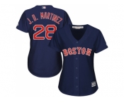 Women Boston Red Sox #28 J. D. Martinez Navy Blue Alternate Stitched Baseball Jersey