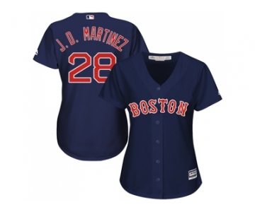 Women Boston Red Sox #28 J. D. Martinez Navy Blue Alternate Stitched Baseball Jersey