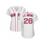 Women Boston Red Sox #28 J. D. Martinez White Home Stitched Baseball Jersey