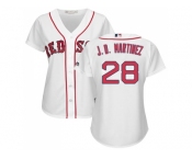 Women Boston Red Sox #28 J. D. Martinez White Home Stitched Baseball Jersey