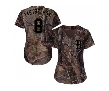 Women Boston Red Sox #8 Carl Yastrzemski Camo Realtree Collection Cool Base Stitched MLB Jersey