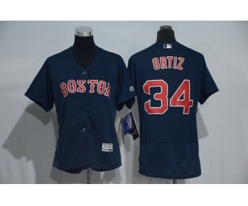 Women Boston Red Sox David Ortiz Majestic Navy Flexbase Authentic Collection Player Jersey