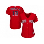 Women Majestic Boston Red Sox #19 Jackie Bradley Jr Authentic Red Alternate Home MLB Jersey