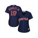 Women Majestic Boston Red Sox #19 Jackie Bradley Jr Replica Navy Blue Alternate Road MLB Jersey