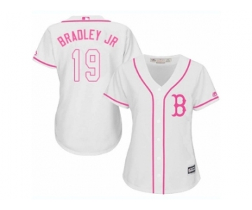 Women Majestic Boston Red Sox #19 Jackie Bradley Jr Replica White Fashion MLB Jersey