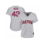 Women Majestic Boston Red Sox #43 Addison Reed Replica Grey Road MLB Jersey