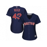 Women Majestic Boston Red Sox #43 Addison Reed Replica Navy Blue Alternate Road MLB Jersey