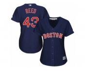 Women Majestic Boston Red Sox #43 Addison Reed Replica Navy Blue Alternate Road MLB Jersey