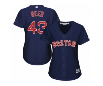 Women Majestic Boston Red Sox #43 Addison Reed Replica Navy Blue Alternate Road MLB Jersey