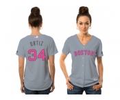 Women's Boston Red Sox #34 David Ortiz Gray Road 2016 Mother's Day Cool Base Jersey