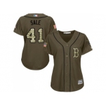 Women's Boston Red Sox #41 Chris Sale Green Salute to Service Stitched MLB Jersey