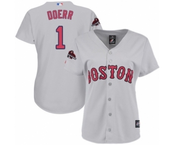 Women's Majestic Boston Red Sox #1 Bobby Doerr Authentic Grey Road 2018 World Series Champions MLB Jersey