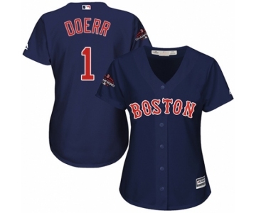 Women's Majestic Boston Red Sox #1 Bobby Doerr Authentic Navy Blue Alternate Road 2018 World Series Champions MLB Jersey