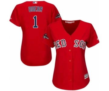 Women's Majestic Boston Red Sox #1 Bobby Doerr Authentic Red Alternate Home 2018 World Series Champions MLB Jersey