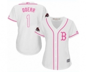 Women's Majestic Boston Red Sox #1 Bobby Doerr Authentic White Fashion 2018 World Series Champions MLB Jersey